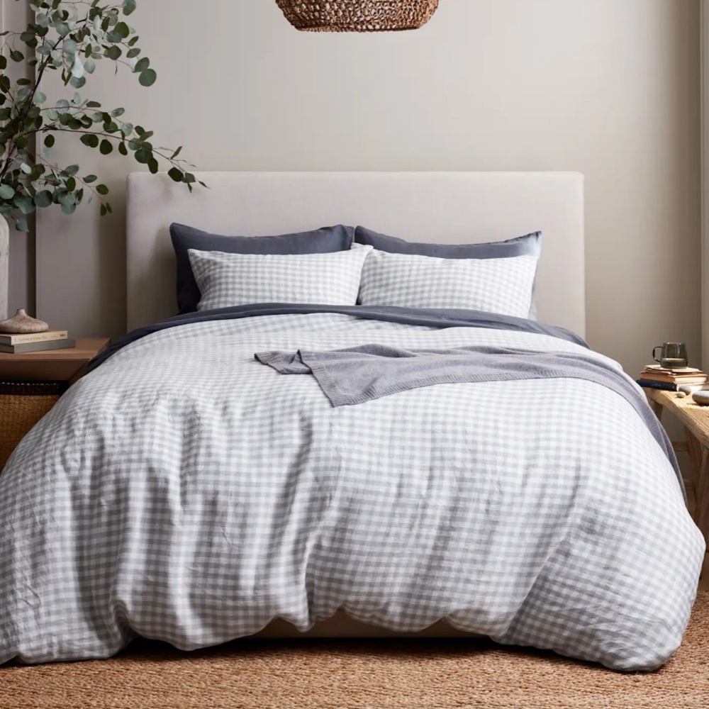 Quince Gingham Linen Duvet Cover